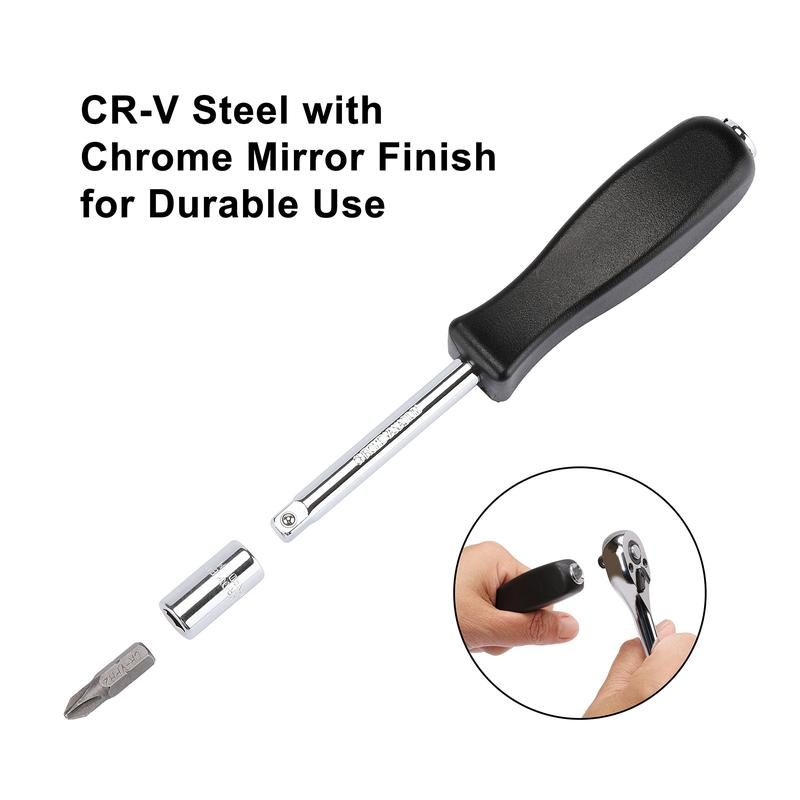 CASOMAN 1/4-Inch Drive Master Socket Set with Ratchets, Adapters, Extensions with 1/4