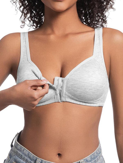 FZ 4/2PCS Esselegance Adjustable Front Closure Push-Up Bra Wire-Free, Seamless & Side Support for Daily Wear, Spring-Summer Comfort